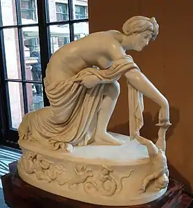 Thétis plongeant Achille dans le Styx. Statue en marbre de Thomas Banks.