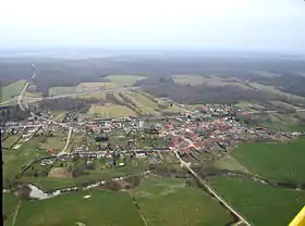 La Vezouze à Thiébauménil, vue aérienne