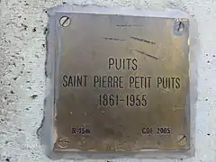 « Puits Saint-Pierre petit puits, 1861-1955 ».