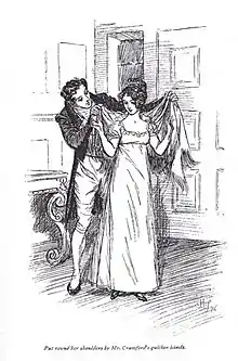 Henry Crawford courtisant Fanny, par Hugh Thomson (1897)