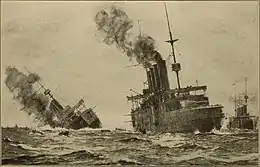 Description de l'image Thrilling stories of the Great War on land and sea, in the air, under the water (1915) (14761576186)- Aboukir sinking.jpg.