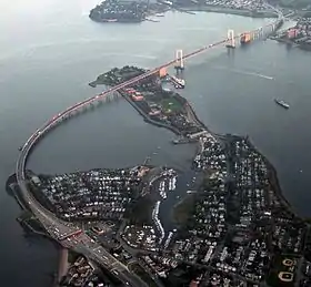 Vue aérienne du pont de Throgs Neck