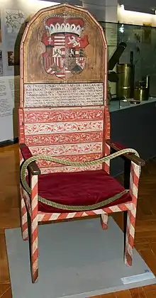 Trône de l'archiduc Charles II François, sur lequel il reçut en 1564 l'hommage des États de Carniole.