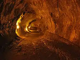 Vue de l'intérieur du tunnel de lave Thurston sur les pentes du Kīlauea