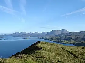 Vue depuis le sommet vers le Cuillin.