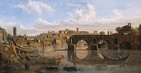 Peinture du pont Æmilius, avec l'Aventin en arrière-plan