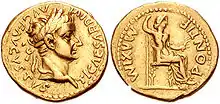 Aureus en or de Tibère et Livie.