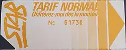 Deux tickets magnétiques de la STAB, au tarif normal, composté et non.