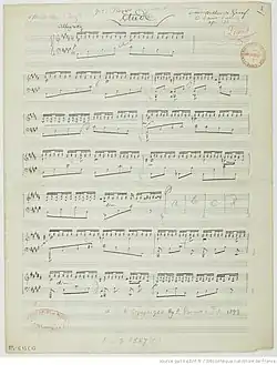 page du manuscrit de la partition