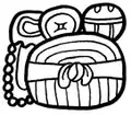 Glyphe-emblème de Tikal, avec glyphe ajaw en haut