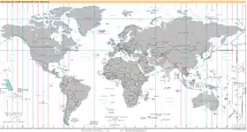 Carte du fuseau horaire.