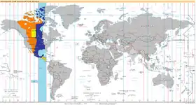 Carte du fuseau horaire.