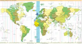 Carte du fuseau horaire.