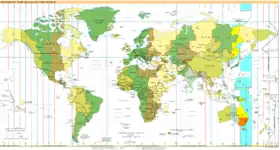 Carte du fuseau horaire.