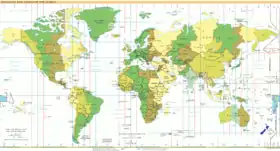 Carte du fuseau horaire.