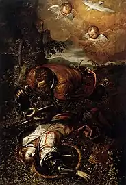 Domenico Tintoretto, Tancrède baptisant Clorinde, Museum of Fine Arts (Houston), 1585.