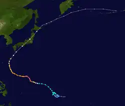 Trajectoire de Tip dans le Pacifique nord-ouest.