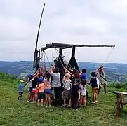 Un tir de pierrière avec les enfants