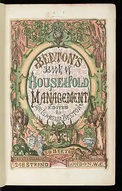 Image scannée de la couverture de Mrs Beeton's Book of Household Management.