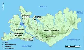 Carte des îles Tiwi.