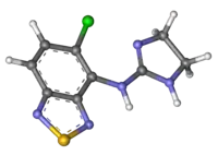 Représentation de la tizanidine (boules et bâtonnets)