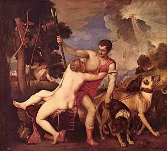 Titien : Vénus et Adonis vers 1553, Museo del Prado (Madrid)