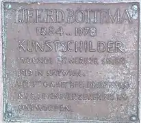 Plaque en l'honneur de Tjeerd Bottema