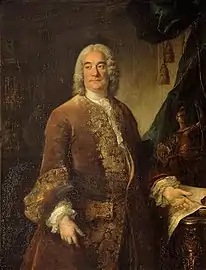 Portrait de Le Normant de Tornehem par Tocqué, huile sur toile, 134 × 104 cm, Versailles, Musée national du château et des Trianons.