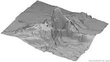 Image composite permettant d'observer la forme de la montagne, présentant un pic abrut.