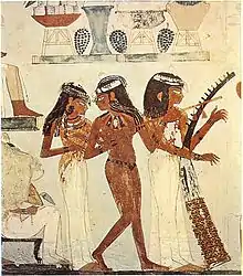 Les trois musiciennes, Tombe de Nakht, Thèbes, Égypte antique.