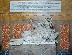 Tombeau dit du maréchal de Créquy et de son épouse Catherine, mais en réalité sculpture réalisée pour son frère le duc de Créquy, réinstallé à l'église Saint-Roch, Paris.