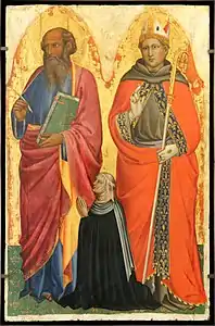 Saint Jean l'évangéliste, saint Louis de Toulouse et Catarina de Franzesi Tommaso del Mazza