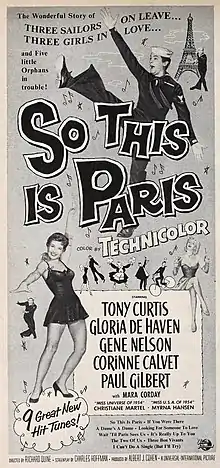 Description de l'image Tony Curtis in 'So This is Paris', 1955.jpg.