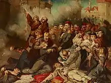 Peinture à l'huile de Tony Robert-Fleury du 8 avril 1861, représentant l'insurrection de Varsovie.