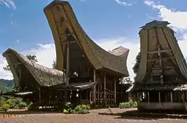 Maisons dans un village Torajan, Sulawesi du Sud