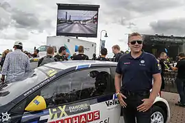 Le pilote de rallycross norvégien Tord Linnerud, avec sa Volkswagen Polo R Supercar. Round 7 du Championnat du Monde FIA de Rallycross 2015 au Circuit de Trois-Rivières, Canada.