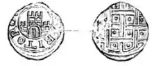 Monnaie de seigneurie des Croisés de Toron en Palestine (XIIe siècle). Inscription : « Château de Toron » (Castri Toroni).