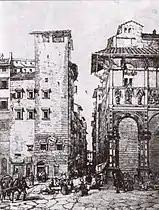 L'ancienne tour des Adimari (plus tard des Bardi) avant la démolition.