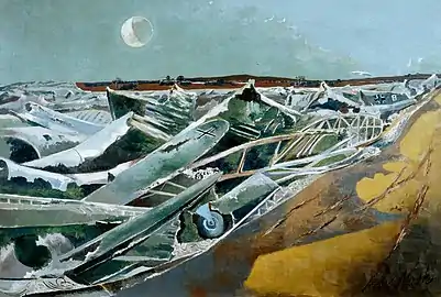 Totes meer, 1940 (Mer morte). Peint sur base de croquis faits au dépôt de carcasses de l'Usine d'Oxford.