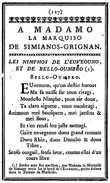 Poéme de Gros, dédié à son amie Pauline de Simiane