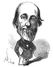 Alfred de Falloux par André Gill.Dessin paru dans Le Trombinoscope de Touchatout en 1873.