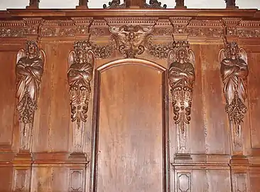 Sculptures sur bois dans la chapelle de la Sainte-Croix de l'église Saint-Pierre des Chartreux de Toulouse.