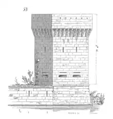 Dessin d'une tour carrée dépendant de la défense, fort ancienne, du Puy-Saint-Front, et qui fut reconstruite pour contenir des bouches à feu au rez-de-chaussée.