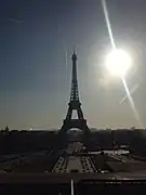 La tour Eiffel vue du Trocadéro le 31 octobre 2017.