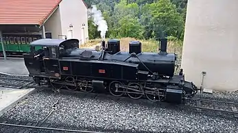 Locomotive à voie métrique, type 030+030T en service sur le Chemin de fer du Vivarais et construite par la SACM.