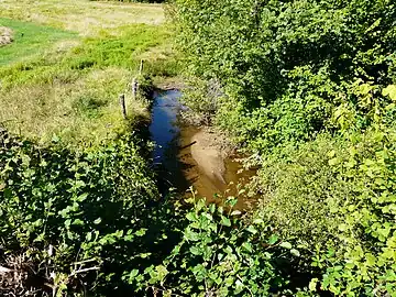 Le Touroulet au pont de RD 98 en limite de Saint-Jory-de-Chalais (à gauche) et Chalais.