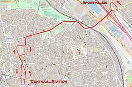 La ligne, entre Sportpaleis (au nord) et Centraal Station (au sud), du 1er septembre 2018 au 30 juin 2019 et depuis le 5 août 2019.