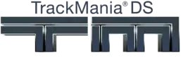 TrackMania DS est écrit en lettres grises, ainsi que les lettres T et M