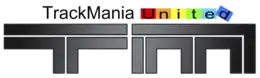 TrackMania United est écrit en lettres noires, United en couleurs arc-en-ciel, ainsi que les lettres T et M en dessous.