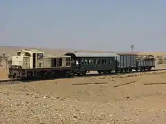 Train diesel dans une région désertique de l'Érythrée.